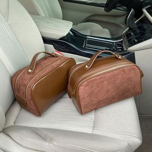 Bolsa de Maquillaje de Fábrica BSCI, Bolsa de Almacenamiento de Cosméticos de Viaje Portátil de Gran Capacidad, Bolsa de Aseo de Color Sólido, Juego de Dos Piezas - Product Image 4