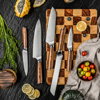 Ensemble de couteaux de chef de cuisine en acier inoxydable 1.4116 à haute teneur en carbone Chef Santoku Bread Unity Couteau d'office avec manche en bois Pakka