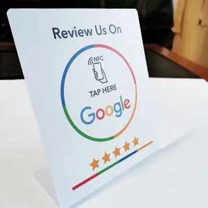 Custom Acrylic NFC Table Stand Card With Qr Code google review stand display