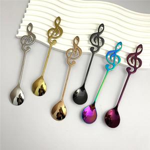 Cuillère à notes musicales en acier inoxydable 304, sans danger pour les aliments, pour la crème glacée, le mélange de desserts, couleur unie, lavage à la main uniquement - Product Image 2