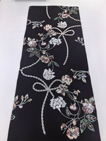 Nouvelle Mode Luxe Écologique Coloré Extensible Poids Moyen Hiver Broderie Paillettes Fleurs Feuilles Velours Jacquard Biologique