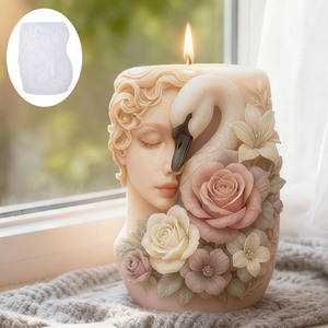 DUMO Swan Girl Flower <b>Candle</b> Silicone <b>Mold</b> 3D Relief Flexible Heat Resistant Reusable for Aromatherapy DIY Decor and Gift Making - Product Image 4