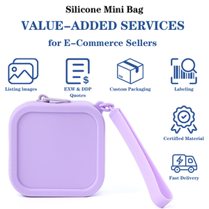 Custom Logo Pantone Silicone <b>Mini</b> Purse Square Wristlet Bag Non Toxic Soft Durable Waterproof Coin <b>Pouch</b> for FBA Dropshipping - Product Image 1