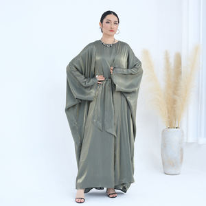 Set Abaya <span class=keywords><strong>2</strong></span> Potong Bahan Polyester Berkilau untuk Lebaran Idul Fitri 2026 dengan Dalaman Gaun Muslimah, Gaun Modis, Kimono Wanita Abaya - Product Image 3