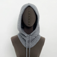 Bonnet en laine mérinos cachemire Capuche couleur grise Bonnet à tricoter cagoule tricotée