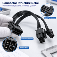 Kabel Adaptor CPU EPS12V 8 Pin Female ke ATX 6 Pin dan 4 Pin Male, Kabel Ekstensi Daya Motherboard, Kabel Adaptor Daya CPU