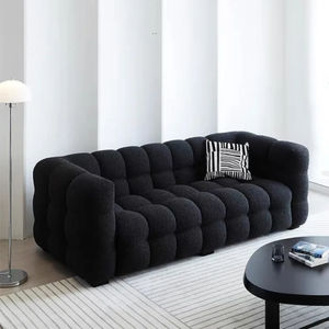 Canapé sectionnel deux places contemporain en velours pour petites entreprises, compressé sous vide, pour bureau à domicile, gris foncé de haute qualité, livraison gratuite - Product Image 2