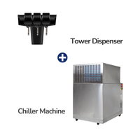 Ensemble Carbonateur Commercial 3 Robinets pour Boissons Gazeuses Post-Mix, Fontaine à Sodas, Distributeur de Boissons Froides en Tour avec Machine de Refroidissement