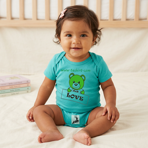 OCS Organic Cotton OEM Eco-Friendly Unisex Baby Onesie Custom Print Infant Romper with Snap Button Closure - Product Image 1