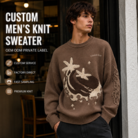 Pull en tricot à col rond pour homme personnalisé, pull à motif en relief 3D surdimensionné, étiquette privée OEM pour tenues décontractées de rue