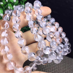 Natural Different Size <strong>Clear</strong> Crystals <strong>Quartz</strong> White Angel Aura Ghost Crystal Healing <strong>Bracelet</strong> - Product Image 2