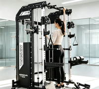 Machine Smith multifonctionnelle tout-en-un pour usage commercial professionnel en salle de sport, avec système de croisement de câbles
