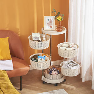 Trolley Multi-Tier Square <b>Bathroom</b> Kitchen Organiser Fruit & Vegetable Storage <b>Basket</b> Living Room Seam Appliance Storage Rack - Product Image 6