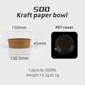 OEM/ODM Couvercle en plastique jetable écologique et de qualité alimentaire PET/PP de 150/165/185 mm pour bol en papier kraft rond - Product Image 4