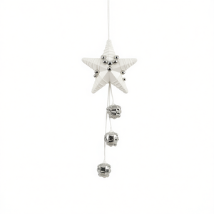 Christmas Ornament Star Shape Hanging Decor Silver Beads Fabric Pearl Cotton Plastic Christmas Tree Decoration - Product Image 1