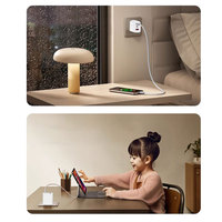 Pengisi Daya Cepat GaN 65W 3-Port (2 Type-C 1 USB) PD3.0 Pengisi Daya Dinding Pengisian Cepat untuk Pengisi Daya Ponsel Laptop Ipad