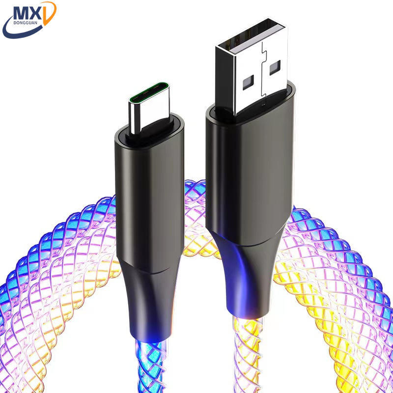 USB-кабель для быстрой зарядки из цинкового сплава с RGB-подсветкой, 66 Вт