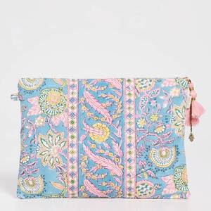 กระเป๋าคลัทช์ลายทางแบบกำหนดเองสำหรับเด็กผู้หญิง พร้อมพู่ห้อยเก๋ไก๋ กระเป๋าเครื่องสำอางแบบแบน พกพาสะดวก ซิปใหญ่ ใช้ซ้ำได้ เป็นมิตรกับสิ่งแวดล้อม กันน้ำ - Product Image 2