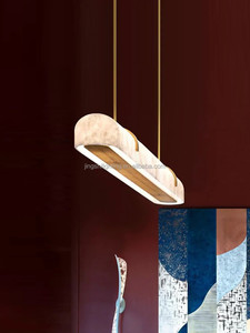 Art Custom Villa <b>Kitchen</b> Island Linear Alabaster Chandelier Modern Alabaster Luxury Dining Table Bar Pendant <b>Lamp</b> - Product Image 4