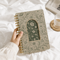 Carnet à spirales personnalisé de qualité supérieure, format A5, couverture en lin lignée, motif floral, pour usage professionnel, cadeau, journal