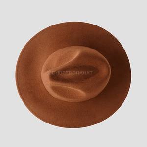 Cinta personalizada al por mayor mujeres OEM Vintage corona superior sombrero Fedora de lana para las señoras adultas logotipo personalizado pesca - Product Image 3