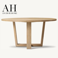 Table à manger en bois massif, chêne, base géométrique, table de salle à manger moderne, table de cuisine, chaises de salle à manger, maison, hôtel, restaurant