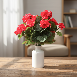 Ramo <span class=keywords><strong>de</strong></span> Flores <span class=keywords><strong>de</strong></span> Begonia Artificial <span class=keywords><strong>de</strong></span> 13.77-14.17 Pulgadas con Hojas, 36 cm, Decoración <span class=keywords><strong>de</strong></span> Primavera para el Hogar y el Jardín, Flores Artificiales <span class=keywords><strong>de</strong></span> Seda - Product Image 5
