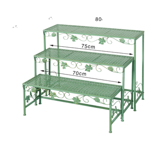 Support pour plantes d'extérieur en métal naturel, résistant à la rouille, avec revêtement en poudre, support à fleurs moderne avec trous de drainage - Product Image 1