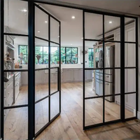CBMMart Portes en verre pour appartement, bureau Porte française intérieure en métal fer à battant Portes de balcon personnalisées à double volet en aluminium en verre