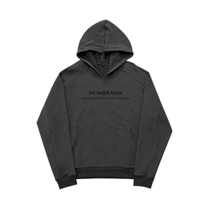 Produzione di <span class=keywords><strong>felpa</strong></span> di lusso <span class=keywords><strong>grigio</strong></span> <span class=keywords><strong>scuro</strong></span> <span class=keywords><strong>con</strong></span> <span class=keywords><strong>cappuccio</strong></span> a tracolla Streetwear oversize felpe <span class=keywords><strong>con</strong></span> <span class=keywords><strong>cappuccio</strong></span> da uomo - Product Image 1