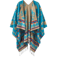 Poncho-châle d'hiver en acrylique personnalisé en gros, OEM, réversible, à franges, multi-occasions, pour voyage, bureau, banquet, marque privée