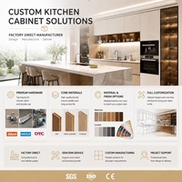 Armoire de cuisine modulaire bicolore blanche avec étagère ouverte à LED, en marbre artificiel, écologique, taille et couleur personnalisables, design moderne
