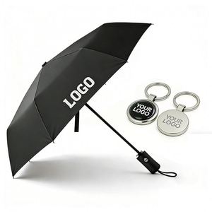Parapluie publicitaire personnalisé en gros, mini parapluie de golf pliable coupe-vent UPF50+, cadeau d'affaires personnalisé avec impression - Product Image 1