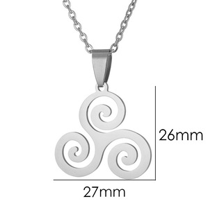 Collar con Colgante Inspirado en la Película Teen Wolf, <span class=keywords><strong>Triskele</strong></span>, Triskelion, de Acero Inoxidable Plateado, Joyería Redonda para Mujer, Regalos - Product Image 5