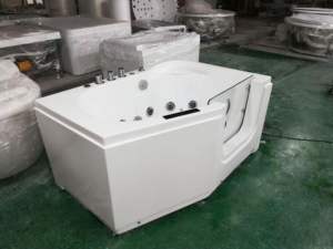 Baignoire autoportante rectangulaire moderne en acrylique <span class=keywords><strong>pour</strong></span> intérieur, avec fonction <span class=keywords><strong>spa</strong></span>, hydromassage et 18 jets, porte en verre et robinet de douche - Product Image 4