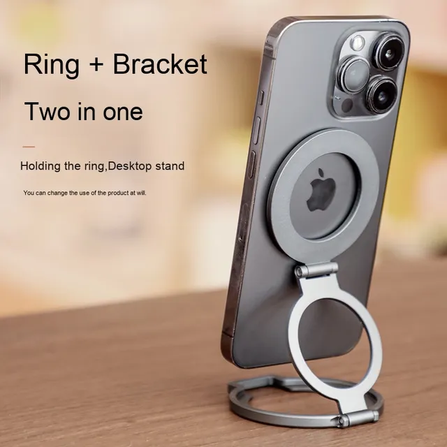 Aluminum Alloy Magnetic Phone Holder Desktop Lazy Stand Flexible Foldable Magnetic Ring Holder Strong Hold No Adhesive Dashboard