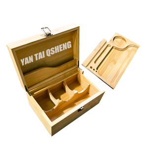 Custom LOGO Smoking Accessories Wooden Rolling Tray Smell Proof Stoner Storage Herb Bamboo Stash Box with Lock Combo Kit