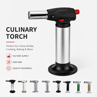 Briquet torche à jet haute température personnalisé avec logo, coupe-vent, rechargeable au butane, pour barbecue, cigares, pâtisserie, cuisine