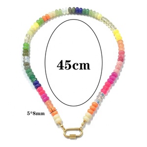 Splendida Collana Choker Arcobaleno Regolabile con Perline di Pietra Naturale Colorata 5x8mm Gioielli di Tendenza per Donna <span class=keywords><strong>Prezzo</strong></span> all'Ingrosso - Product Image 6
