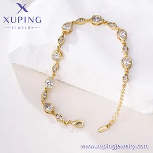 X000919703 Xuping Schmuck 14K Gold farbiges Armband Messing Kette Diamant Großhandel modisches Armband