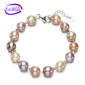 Feirun donne <span class=keywords><strong>di</strong></span> buona qualità 9-10mm barocco AA + reale barocco grande perla naturale del braccialetto - Product Image 1
