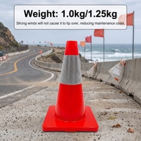 Cône de signalisation routière SMT incassable en PVC de 45 cm, monobloc, à rebondissement, pylon de sécurité, résistant aux intempéries, avertissement prismatique haute intensité