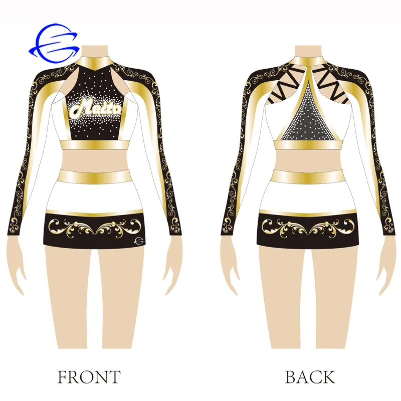 การออกแบบใหม่ของ Cheer Lycra Sublimated Custom Rhinestones All Star เครื่องแบบเชียร์ลีดเดอร์ฤดูกาลใหม่