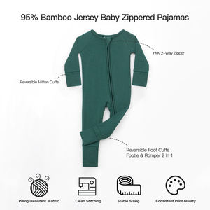 Setelan tidur PJS satu potong untuk bayi, pakaian tidur kustom polos bambu organik bahan Viscose untuk bayi baru lahir, piyama, baju monyet bayi - Product Image 2