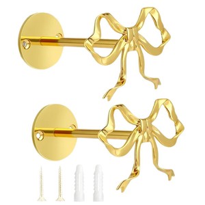 Metal Bow Curtain <b>Hooks</b> Warm <b>Gold</b> <b>Wall</b> Mounted Easy Install Novelty <b>Hooks</b> - Product Image 4