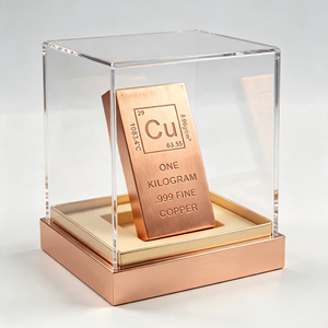 Barra de Cobre Puro 999 de 1 kg, Tableta Metálica Grabada con Cu de la Tabla Periódica, Lingote Coleccionable con Caja de Regalo Premium, Barra de Cobre - Product Image 1