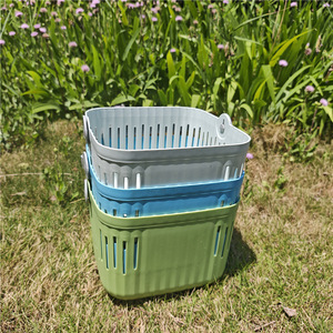 Cesta de almacenamiento de plástico portátil, rectangular, con asa, para baño, ducha, uso en exteriores, diseño hueco colorido - Product Image 2
