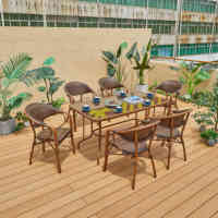 Mobilier d'extérieur, cadre en aluminium imperméable, léger, ensemble table basse et chaise de jardin, patio en rotin PE pour café et restaurant