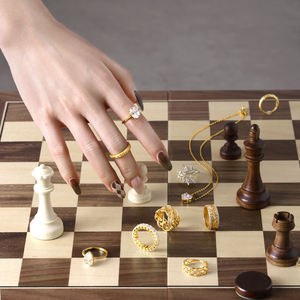 Anillos de Compromiso y Boda de Moda para Mujer Checkmate Winning Move de Plata 925 Chapada en Oro de 18K y Rodio Fino con Circonitas 5A 8A - Product Image 4