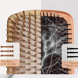 Brosse démêlante pour cheveux avec logo personnalisé, en bois de bambou, avec coussin d'air, pour usage domestique, design élégant et confortable - Product Image 3